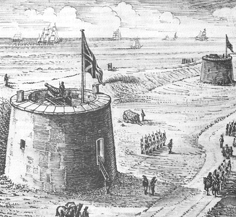Two Martello Towers on the Kent Coast